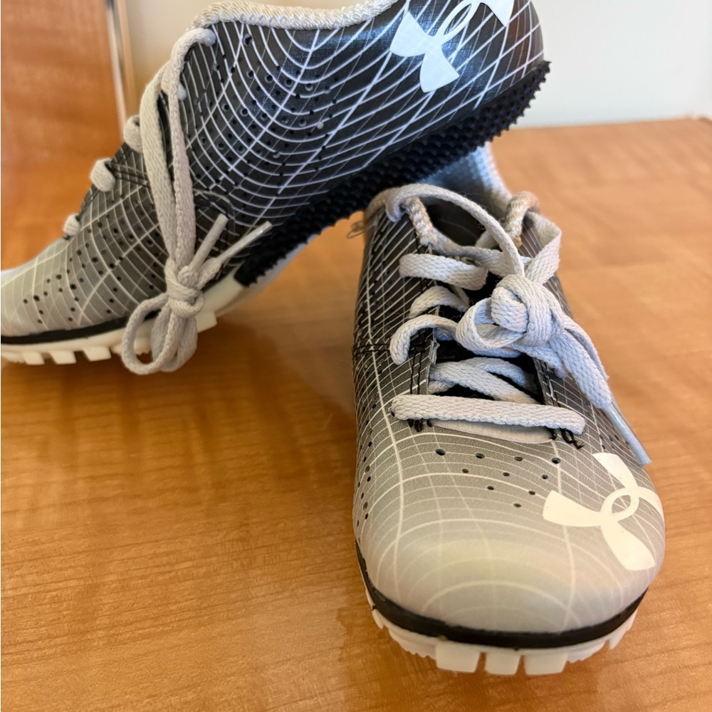Under Armour Gray and White Track Spikes
